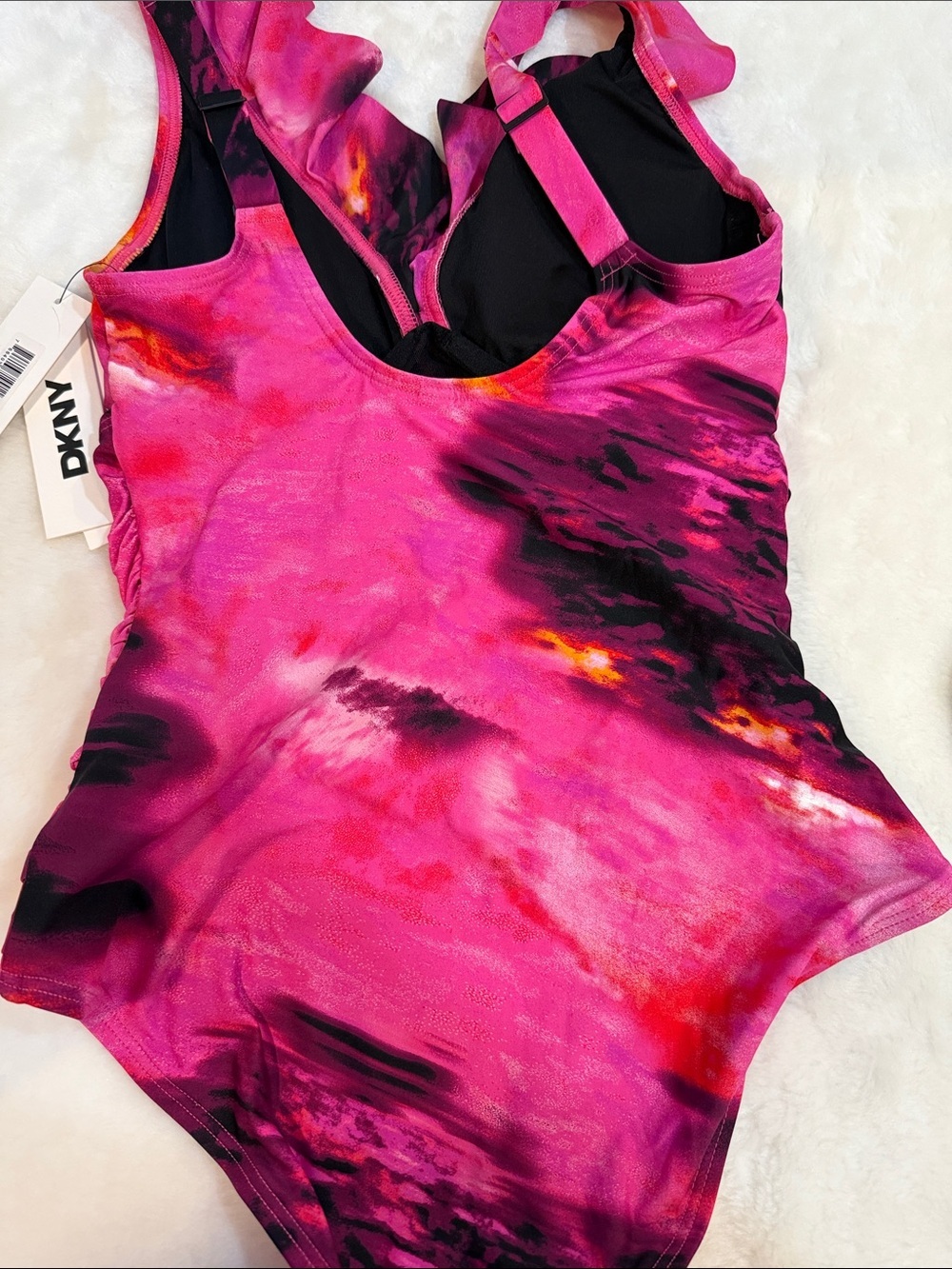 🌺 NWT - DKNY One-Piece Swimsuit NWT Size Small Pink Abstract Print 🌺 - Picture 6 of 7
